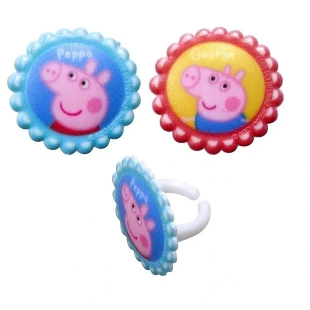 Decopac Peppa Pig & George 24 Count Party Favor Rings Cupcake Toppers‎